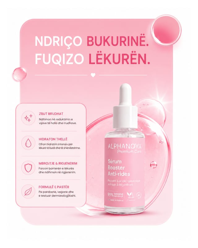 Serum Alphanova Anti-rides mbi sfond rozë
