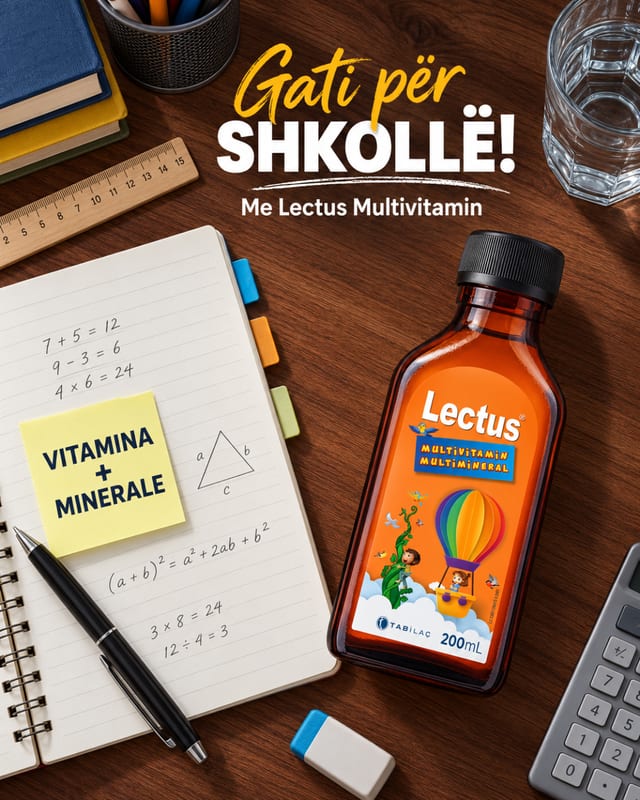 Shishja Lectus Multivitamin mbi tavolinë shkolle
