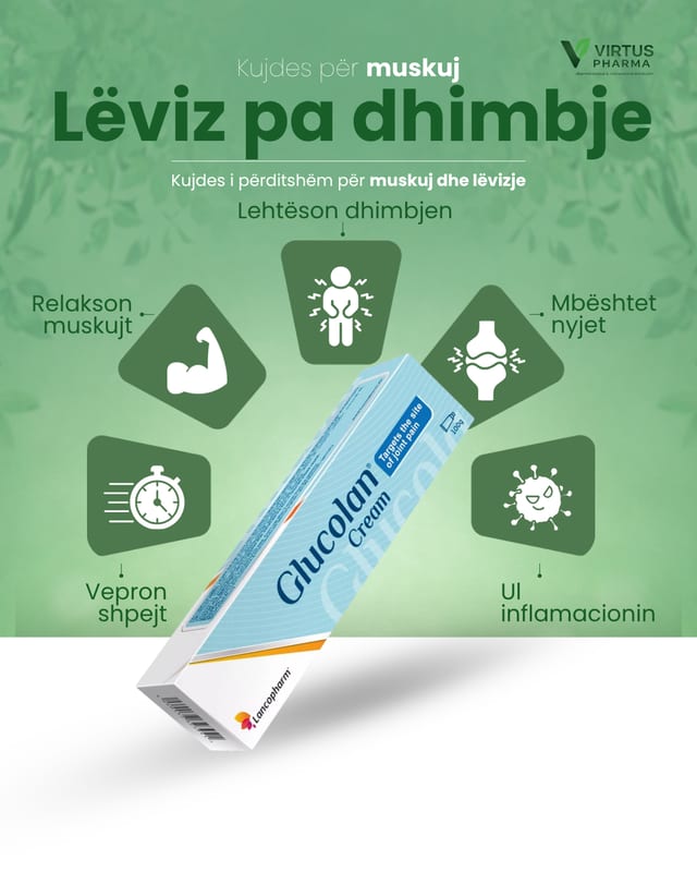 Infografik jeshil për Glucolan Cream