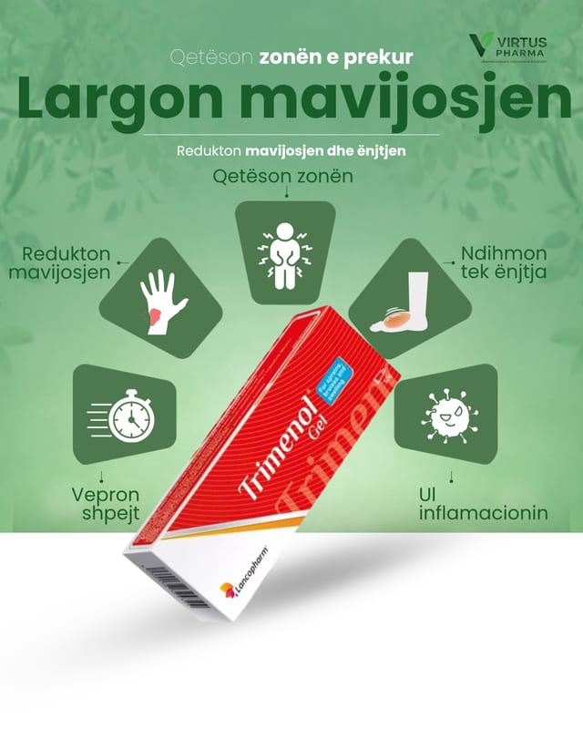 Infografik jeshil për Trimenol Gel