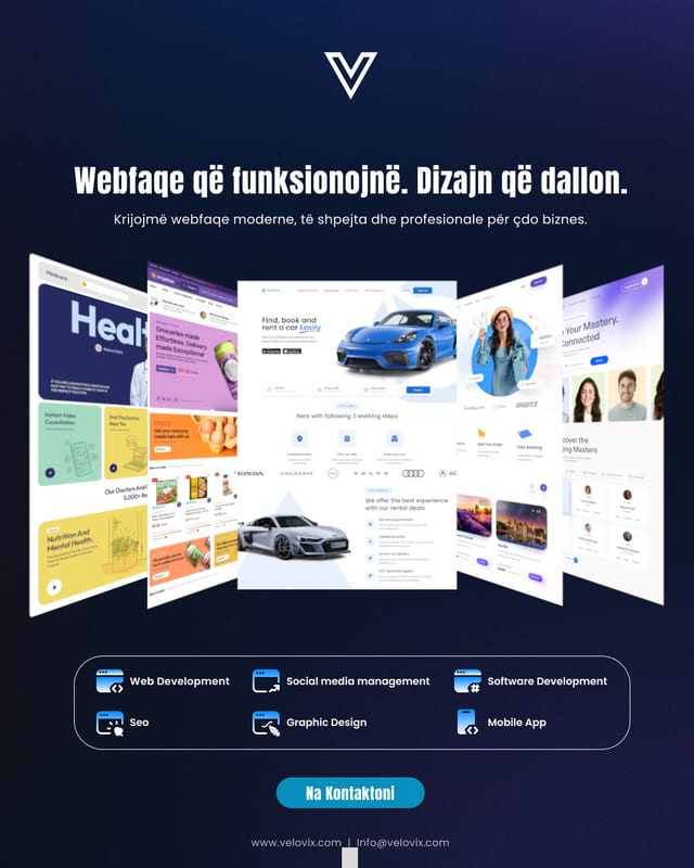 Disa webfaqe të shpalosura me shërbimet e Velovix