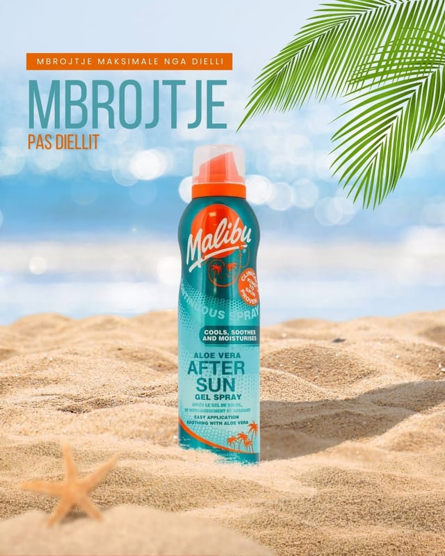 Sprej Malibu After Sun mbi rërë plazhi