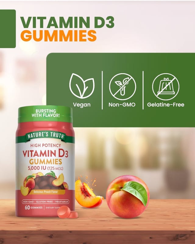 Vitamin D3 Gummies me shije pjeshke