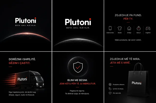 Gjashtë pamje të identitetit vizual Plutoni