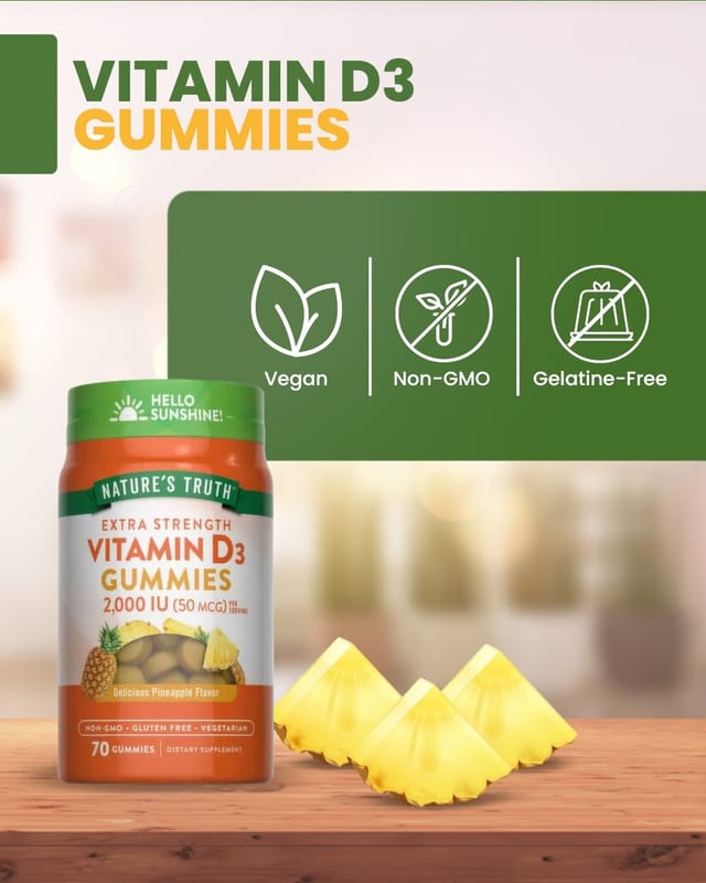 Vitamin D3 Gummies me shije ananasi