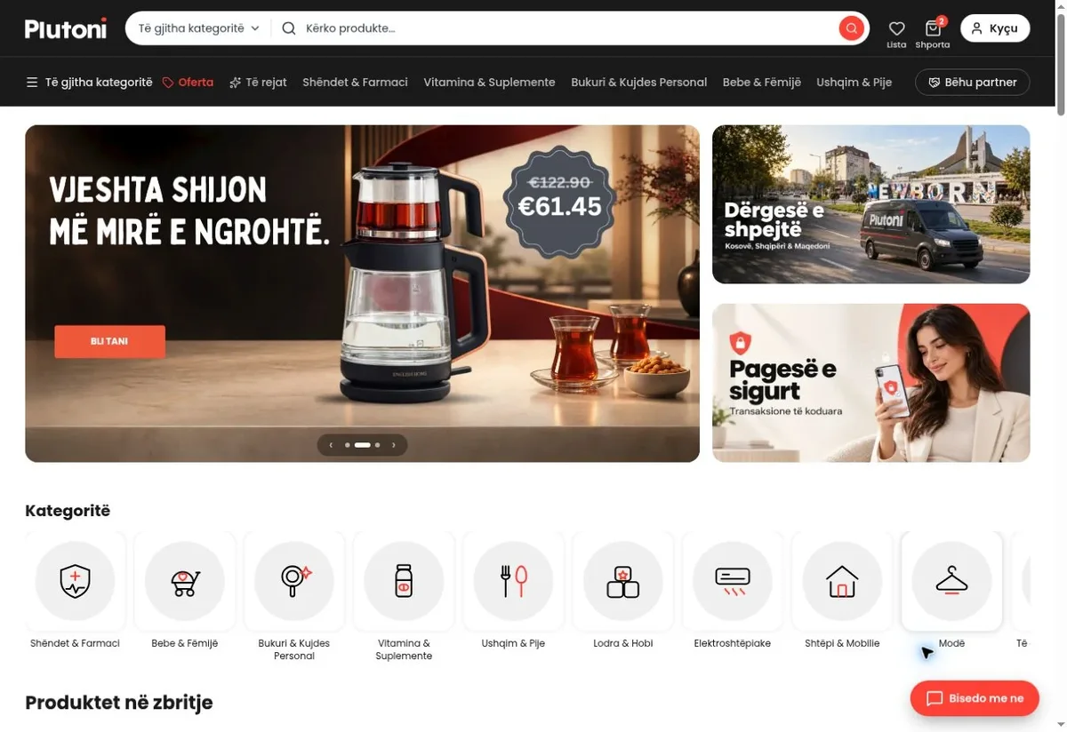 Webfaqja aktive e Plutonit me kërkim, kategori, oferta dhe produkte